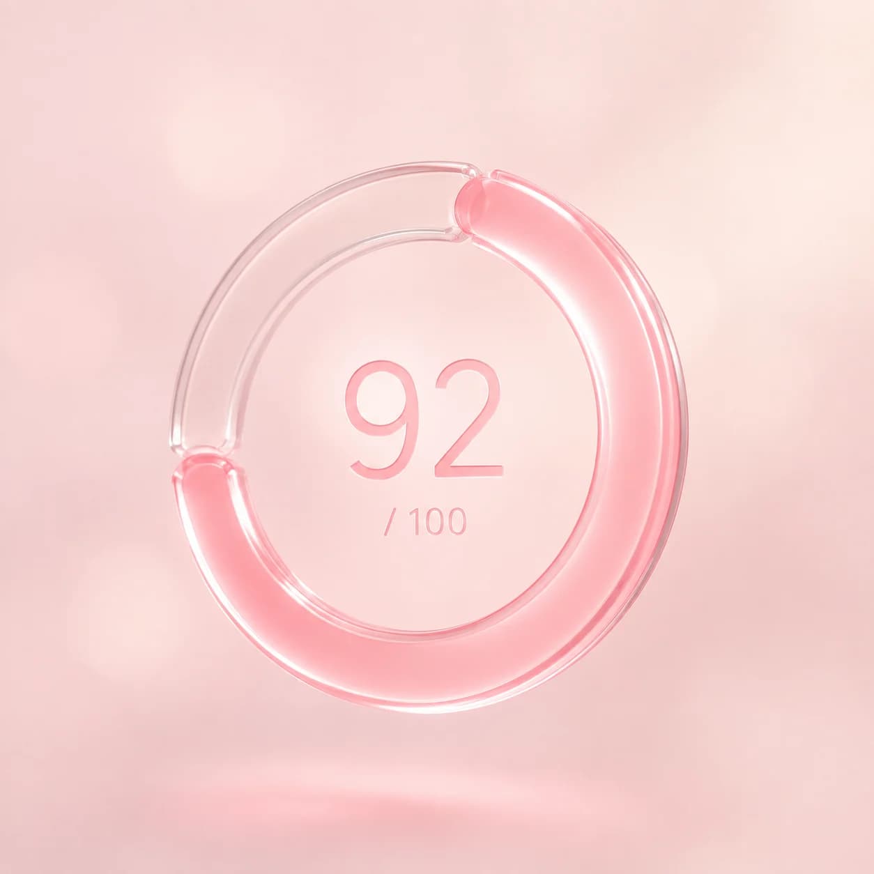 Glass ring gauge showing 92 out of 100